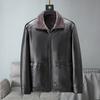 Winter Men New Polo Collar Versatile Fashion Business Casual Thickened Leather Jackets