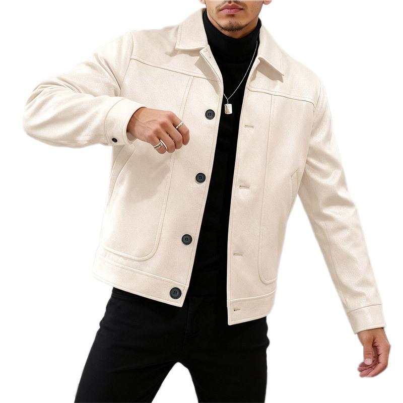 New Solid Color Single-breasted Lapel Woolen Jacket Casual Business Men's Jacket
