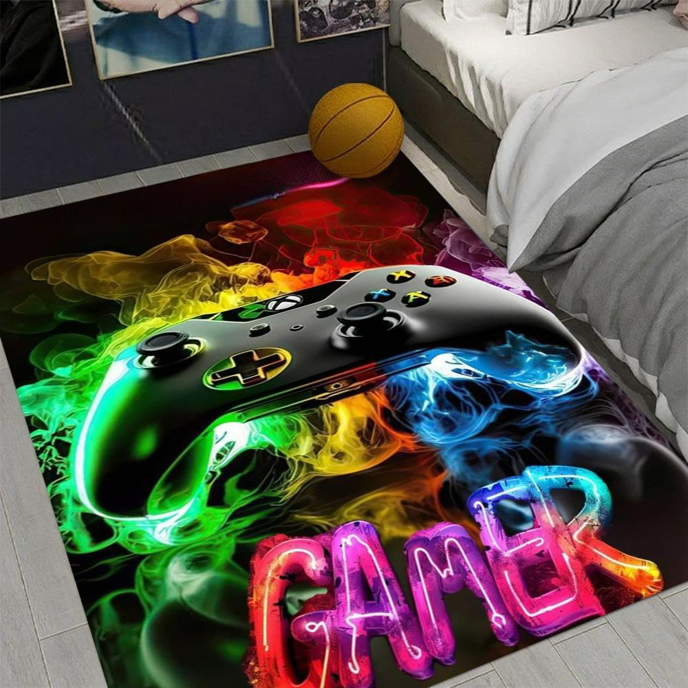 Alfombra de Juego para Habitación de Niño Alfombra Gamer Alfombra Temática de Juegos para Habitación de Niños Alfombra de Mando de Juego para Sala de Juegos Sala de Esports