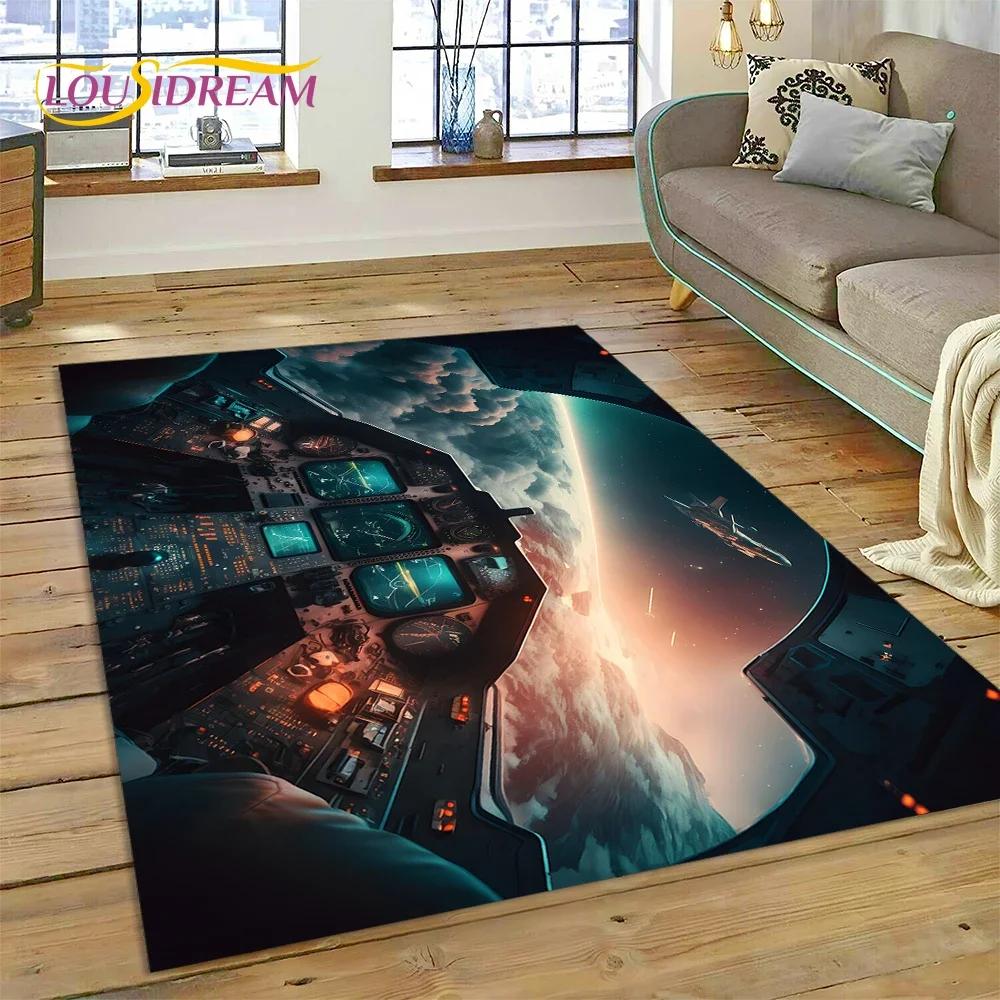 Aircraft Control Cockpit Cabin Spacecraft Dashboard Carpet Rug for Bedroom Living Room Sofa Decoration,Kid Large Decor Floor Mat