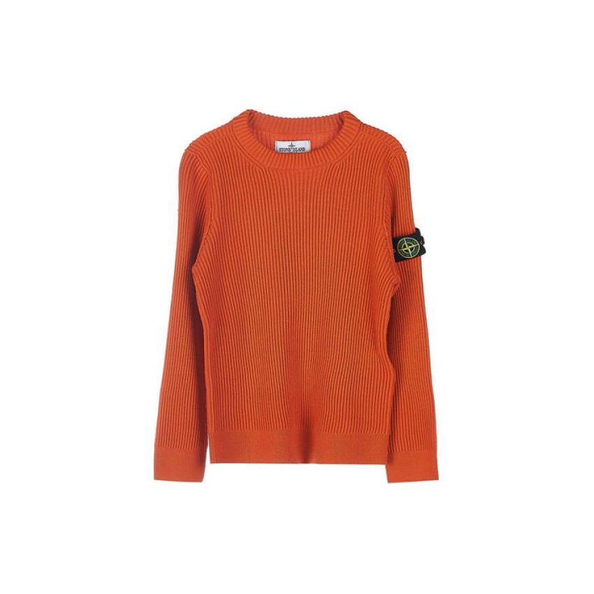 Stone Island Sweater Kids Round Neck Solid Color Long Sleeve Kids sweater Orange 7716510A3-V0032
