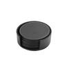 MOLUONA Black Round Leather Coaster & Mat Set, 12 Pcs with Holder