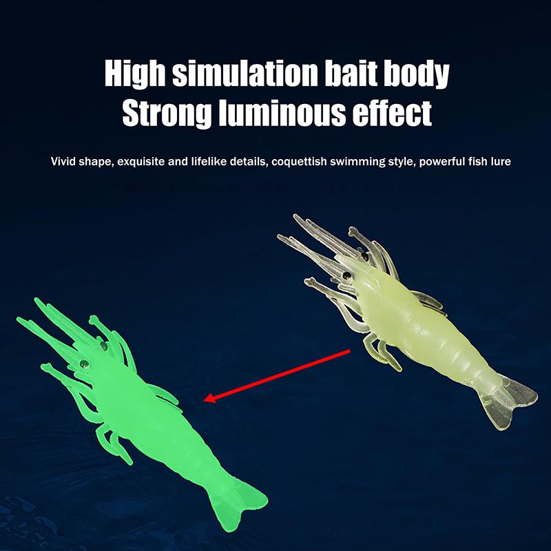 510/20Pcs Goture Shrimp Lures For Freshwater Saltwater, Luminous Shrimp Bait Set With Sharp Hook And Bead