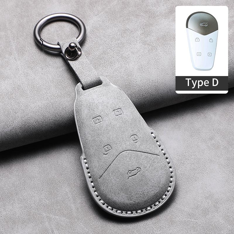 3D Leather Car Key Case Cover For VOYAH DREAM POWER PHEV EV Car Remote Keychain Anti-Scratch Cover Shell Decorative Accessories