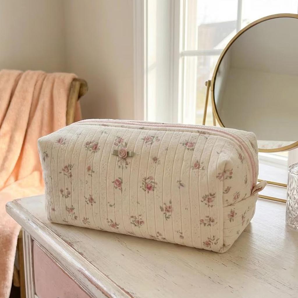 Travel Cosmetic Bag with Zipper & Multi-compartments Pen Pouches Cosmetic Makeup Organizer Large Capacity for Women Ladies Girls