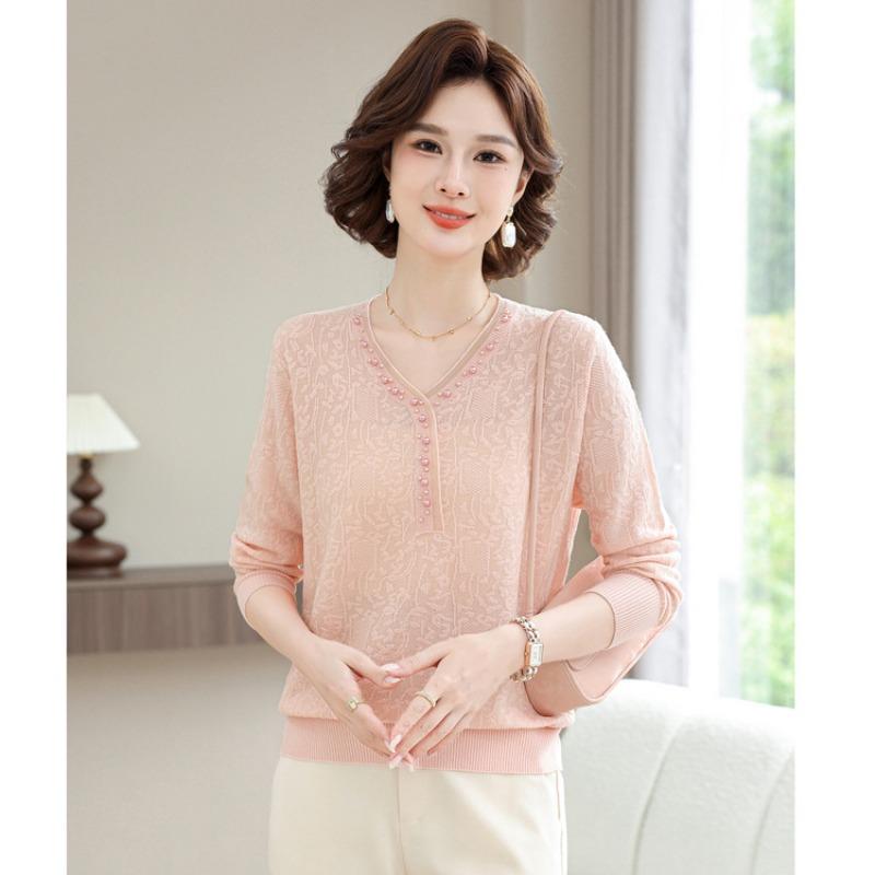 Mom's Bottom Top, Women's Clothing, Spring Clothing, New Sweaters, Middle-aged and Elderly Spring and Autumn Knitted Sweaters
