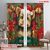 2pcs,2D Plane Printing Print Curtains Santa Dog 100% Polyester (without Rod) Festive Use for Bedroom, Living Room, Study Room,