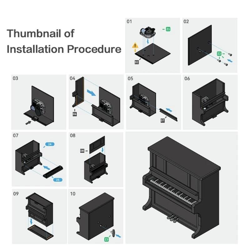 DIY 3D Print Piano Music Box Model Kit with Necessary Part Assembly Projects Screws Key Mechanical Music Box For Lab