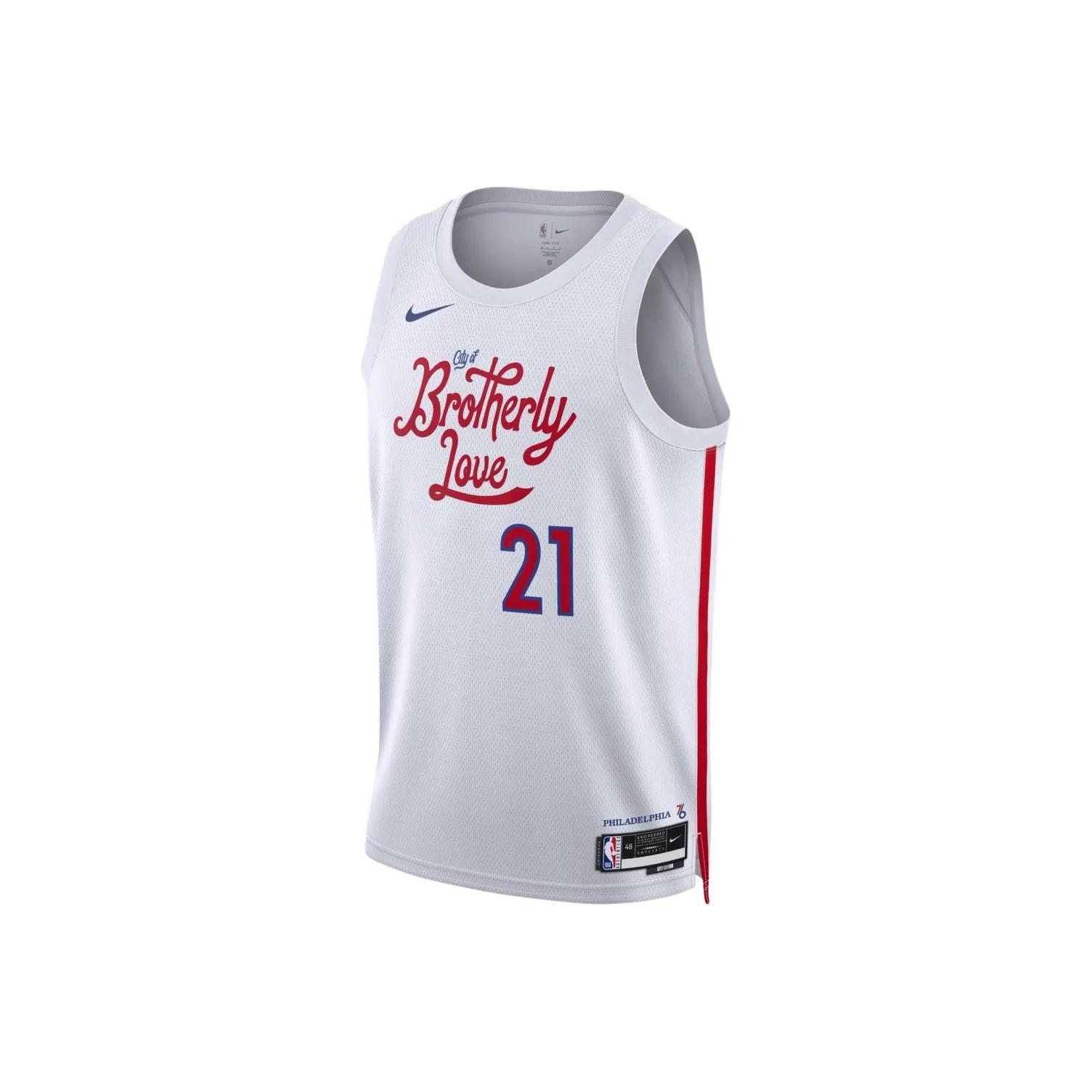

Nike 2022-23 Season Philadelphia 76ers Joel Embiid # 21 NBA City Edition Быстросохнущая майка из принтованного джерси унисекс Джерси белого цвета DO9606-101 XXL