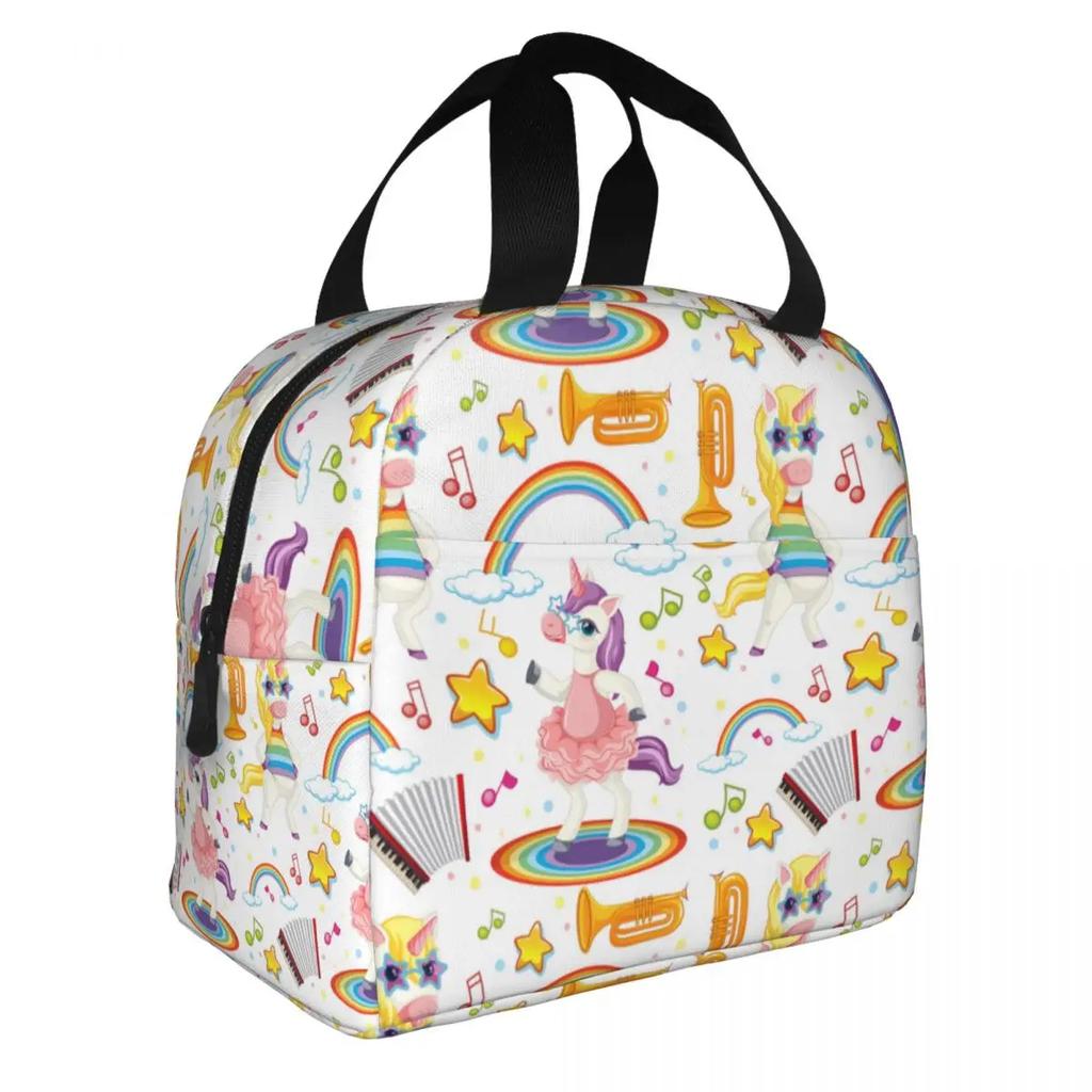 Schattig Eenhoorn Cartoon Patroon Draagbare Lunchbox Vrouwen Waterdicht Thermisch Koeler Voedsel Geïsoleerde Lunchtas School Kinderen Student