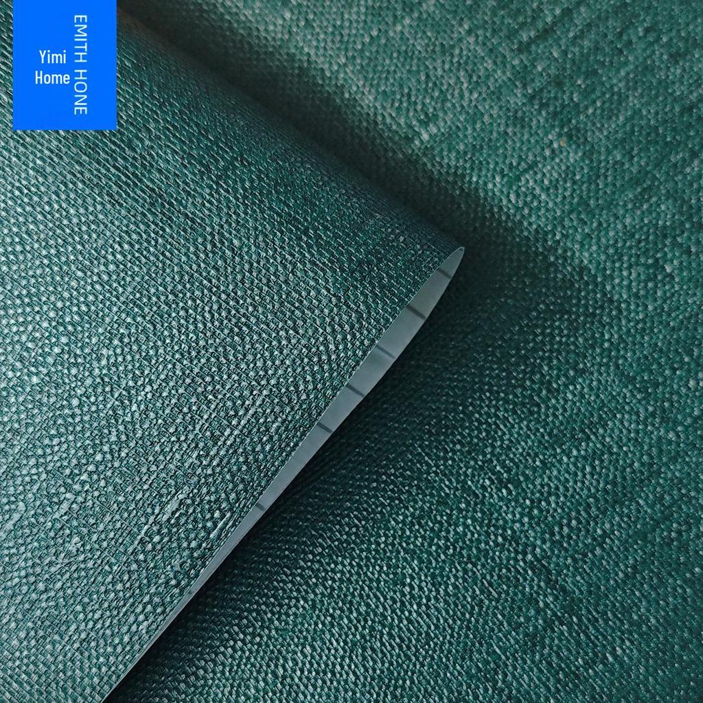 Linen Texture Self-Adhesive Waterproof Wallpaper for Bedroom & Living Room - Thickened, Solid Color, Moisture-Proof, Simple Design.