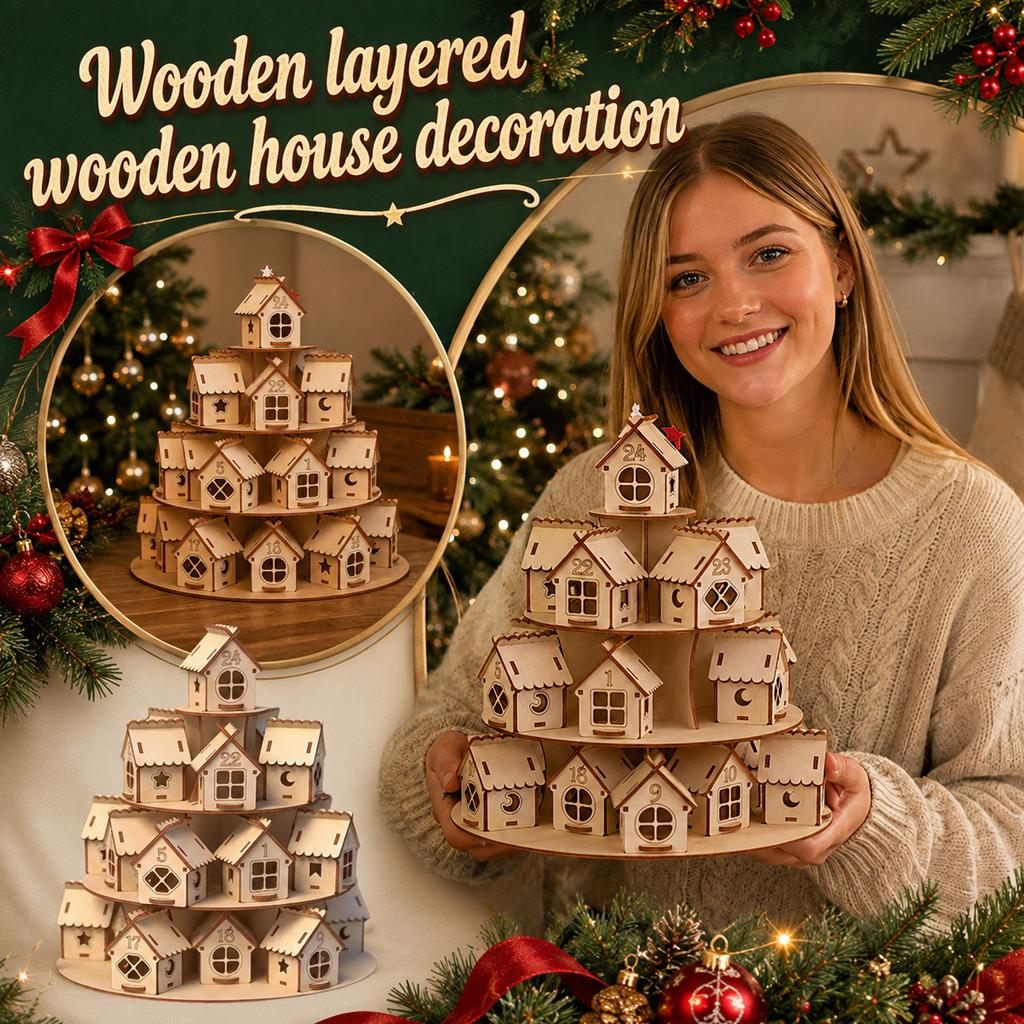 Wooden Christmas Advent Calendar - Piece Countdown Decor for Home