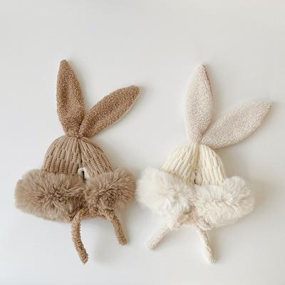 Cappello invernale per bambina ragazzo nuovo berretto per orecchie da coniglio alla moda coreana cappello protettivo per orecchie in peluche addensato caldo per bambini di 2-12 anni