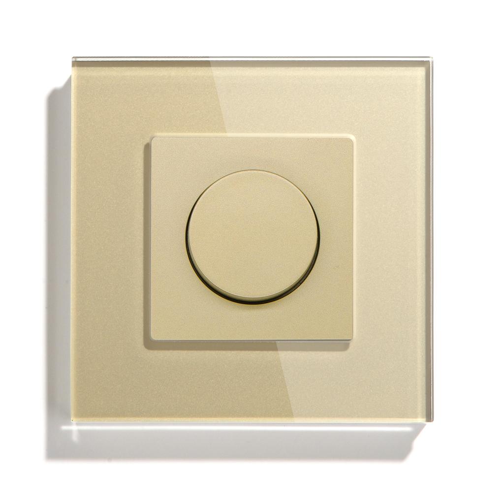 BSEED Wall Dimmer Switch Mechanical Rotary Knob Light Switch Dimmable LED Switch Crystal glass panel EU Standard 86*86mm