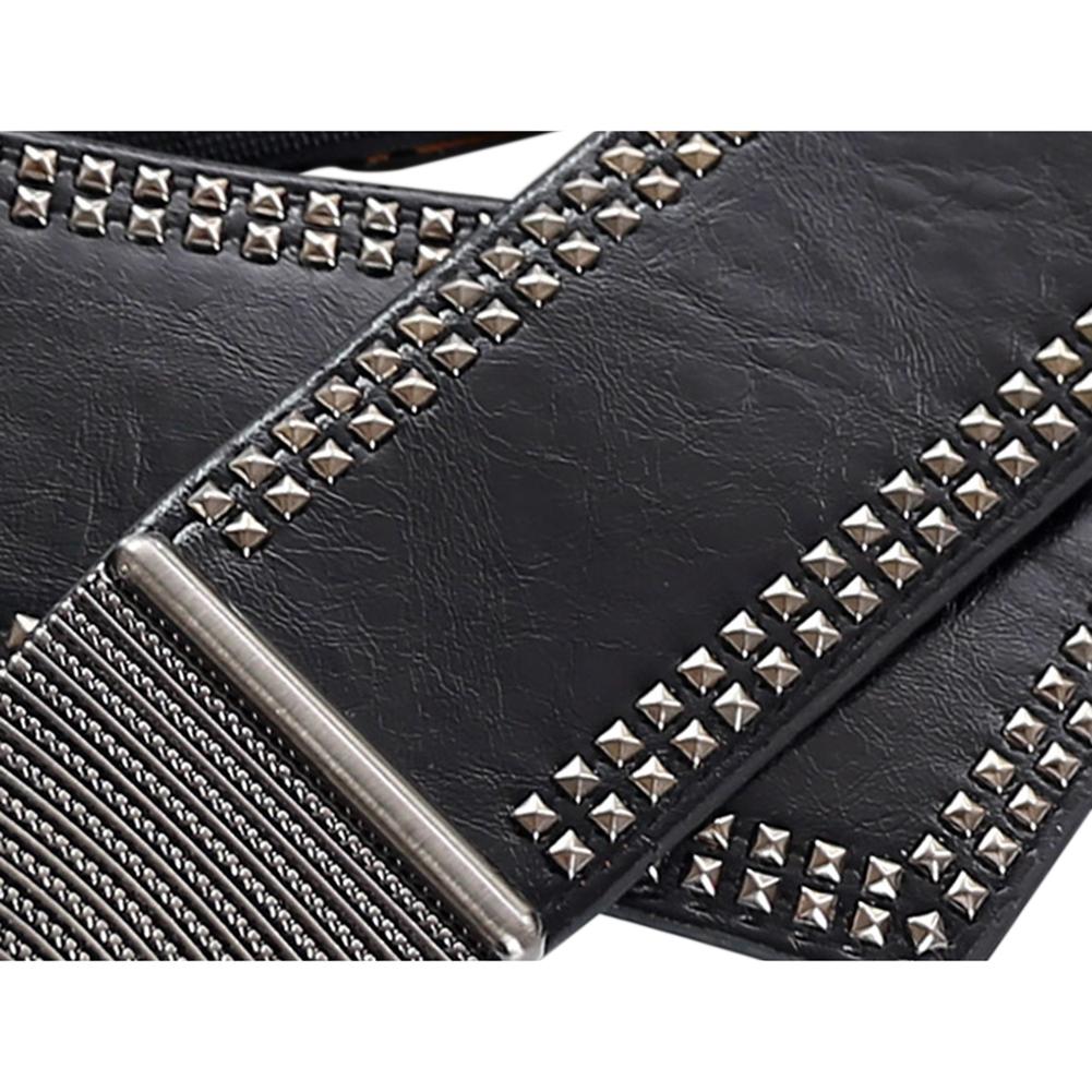 Women Girls Fashion Elegant Elastic Stretch Widen Band Rivet Oblique Lap Waist Belt Corset