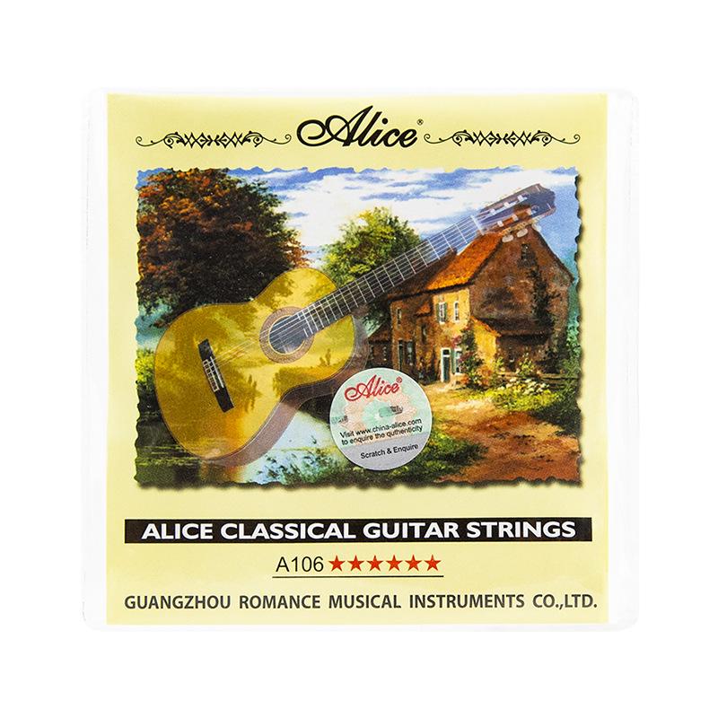 Alice High Tension Classical Guitar Nylon Strings, Anti-Rust Coated, Full 6-Piece Set.