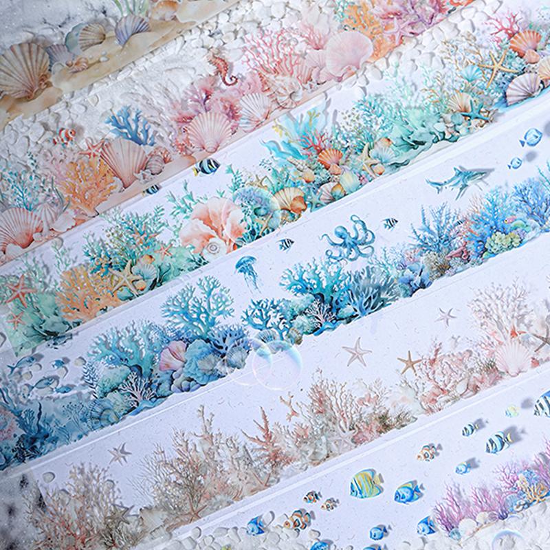 1 Rolle/Beutel Unterwasserlandschaft Landschaftsklebeband DIY Handbuch Dekoration Sammelalbum Handyhülle Kalenderaufkleber