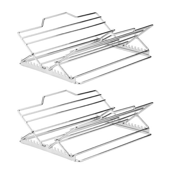 1/2Pcs Adjustable V-Shaped Chicken Roasting Rack Non-Stick Stainless Steel Foldable Roasting Stand Travel Grill Accessories