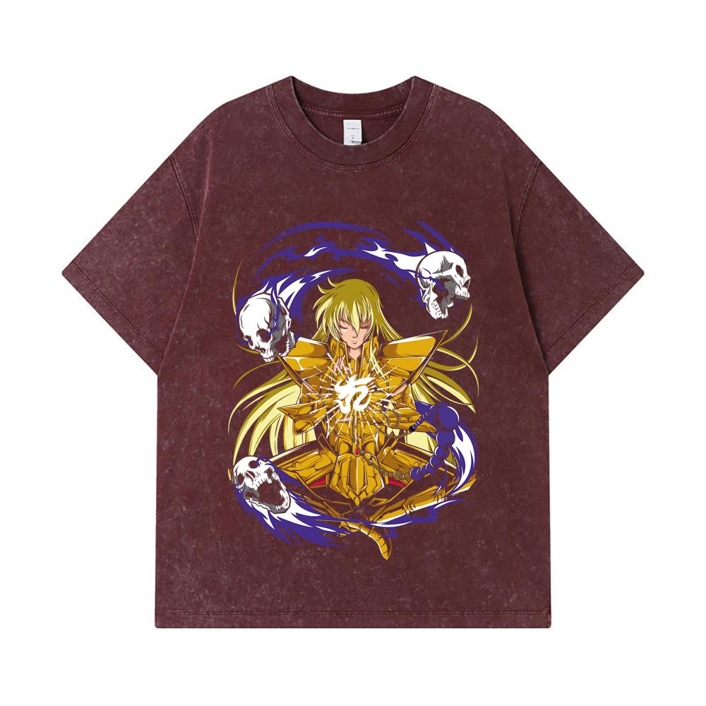 T-shirt Lavate 275 GSM 100% Cotone Saint Seiya V30 Stampa Vergine Unisex T-shirt Pesante in Cotone