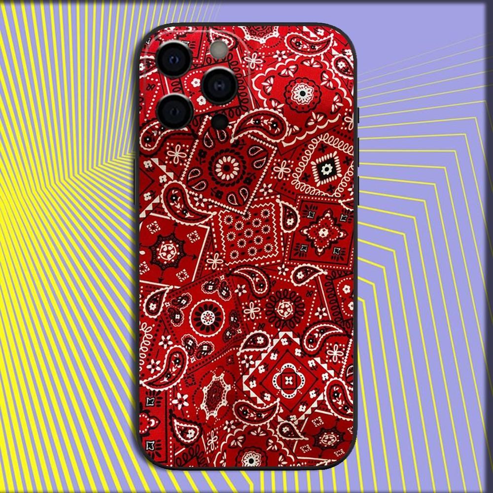 Bandana Pattern Phone Case For iPhone 16,15,14,13,12,11,Pro,X,XS,Max,XR,Plus,Mini Soft Black Cover