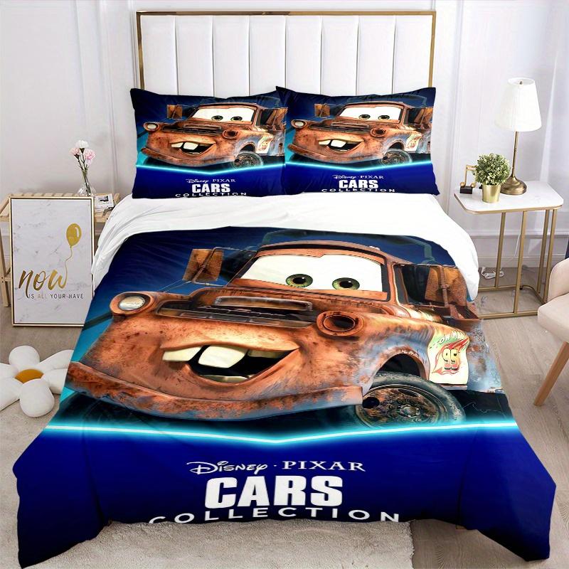 3pcs Disney Cars Collection Tow Mater Quilt Set Cartoon Themed Bed Quilt Set Lovely Character Bedroom Decor Bed Quilt Set Four Seasons (1 Cover +