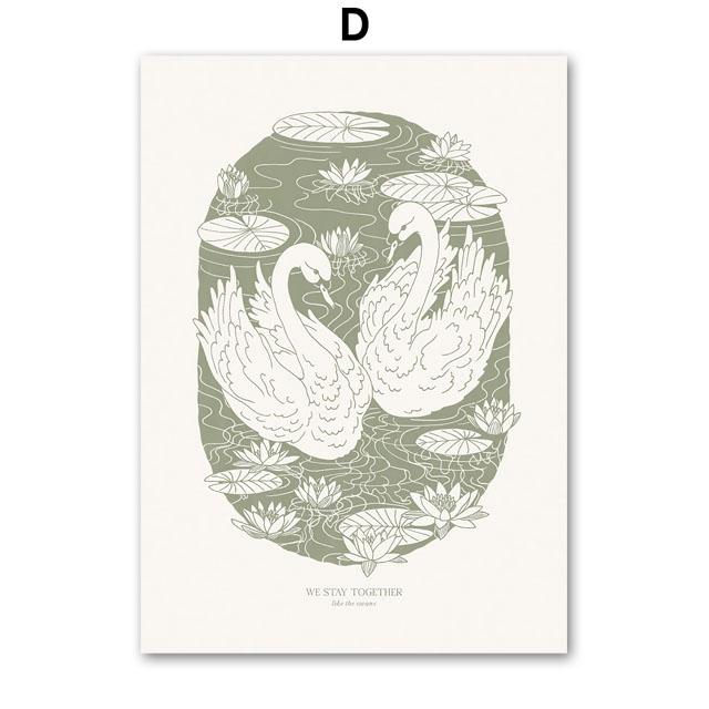 Retro váza na květiny Jelen Lilie Galerie Barevné plakáty a tisky Nástěnné umění Plátno Olejomalba Nástěnné obrázky pro dekoraci obývacího pokoje