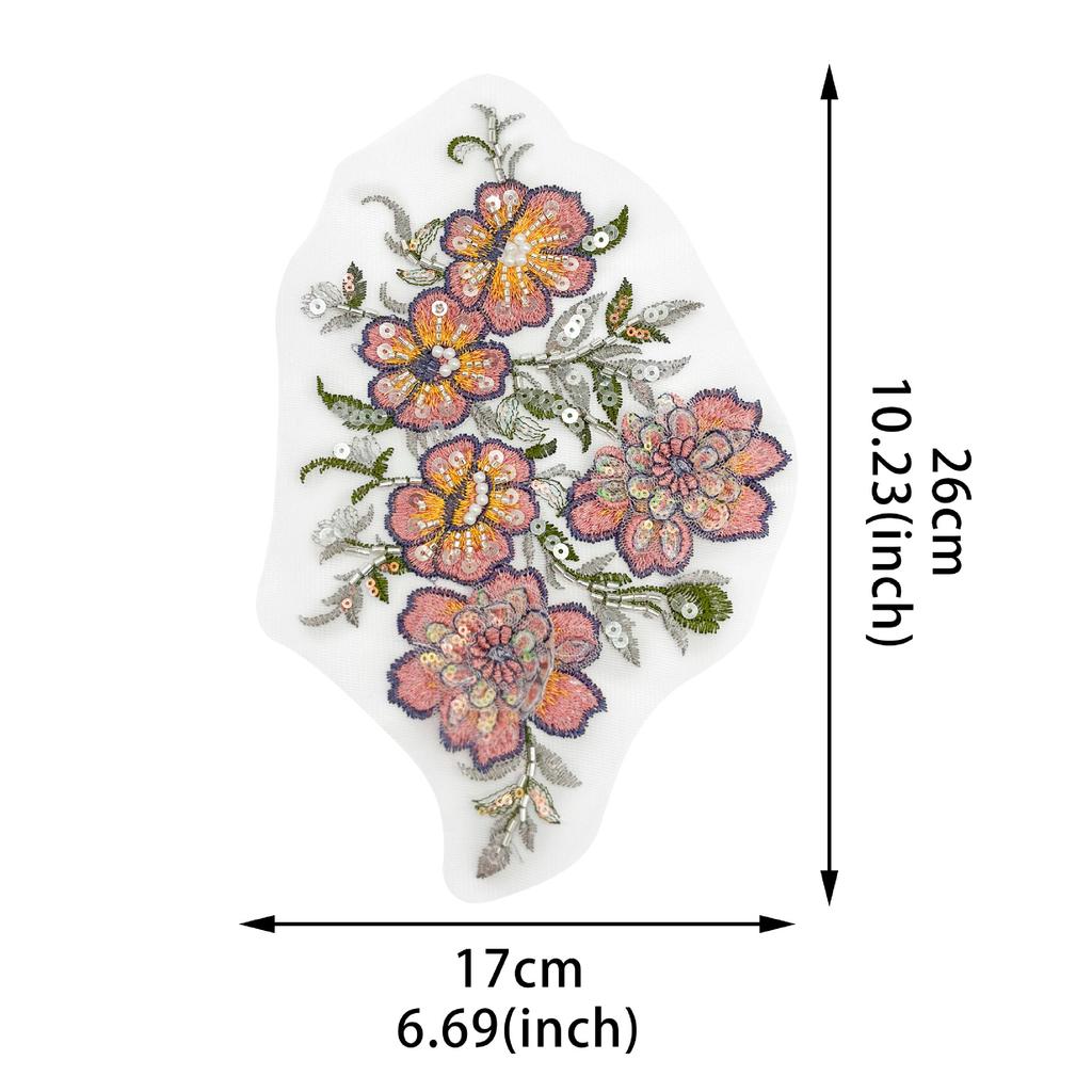 Contrast Color Mesh Bead Sequin Embroidery Cloth Sticker Cheongsam T-Shirt Diy Accessories Patch Sticker Clothes Cloth Sticker Accessories