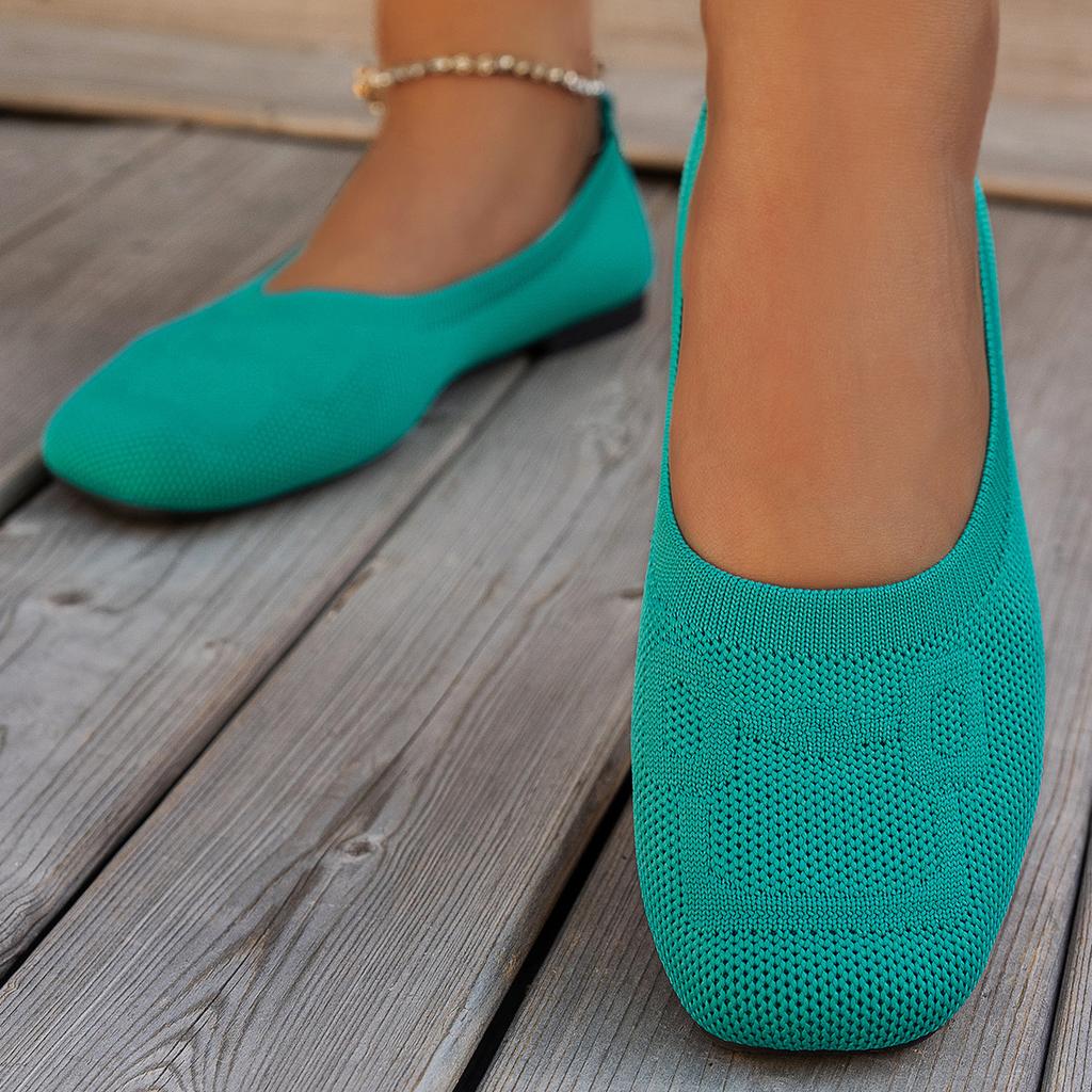 Spring and Autumn NEW Solid Color Knitted Women's Shoes Soft Sole Comfortable Anti Breathable Ladies Flats