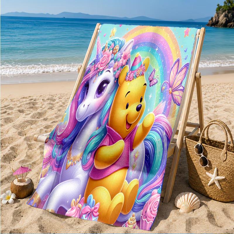 Yellow Bear Artwork Printed Microfiber Beach Towel, Soft And Absorbent, Quick-Dry, Ideal for Summer Travel, Beach Essential, Swimming Pool