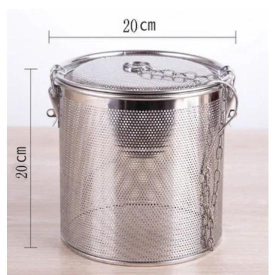 Big Stainless Steel Fine Mesh Strainer Gravy Soup Taste Spice Box Basket Brine Hot Pot Slag Separation Colander Strainers Basket