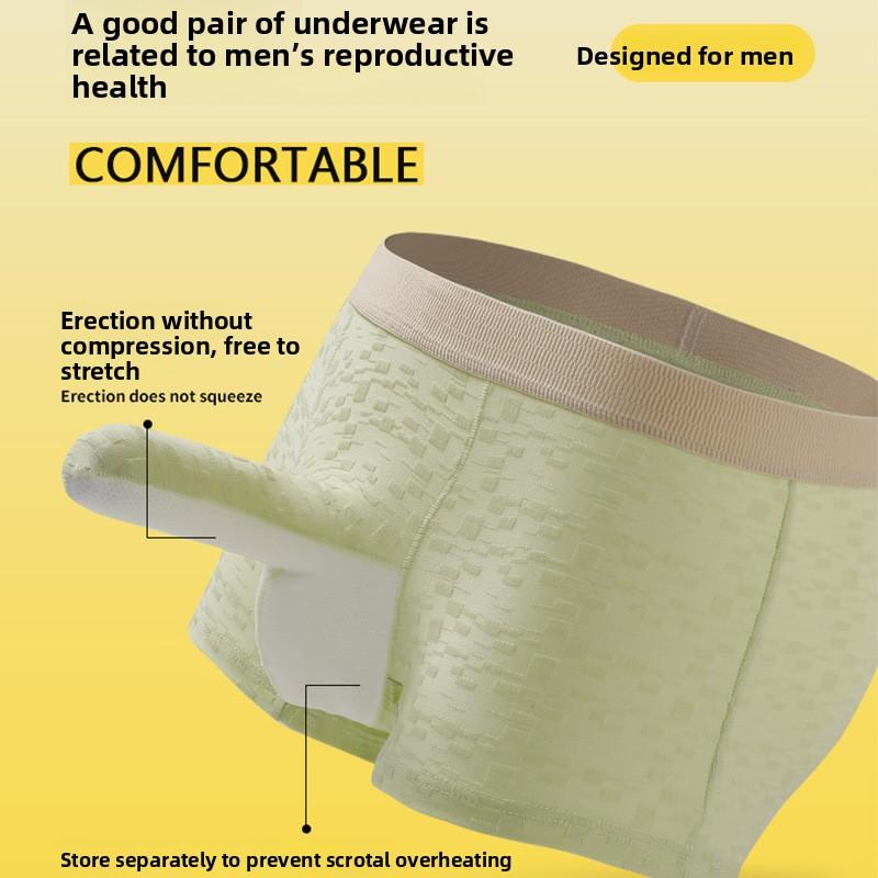 Men's Spring and Summer Jacquard Cotton Breathable and Comfortable Split Briefs