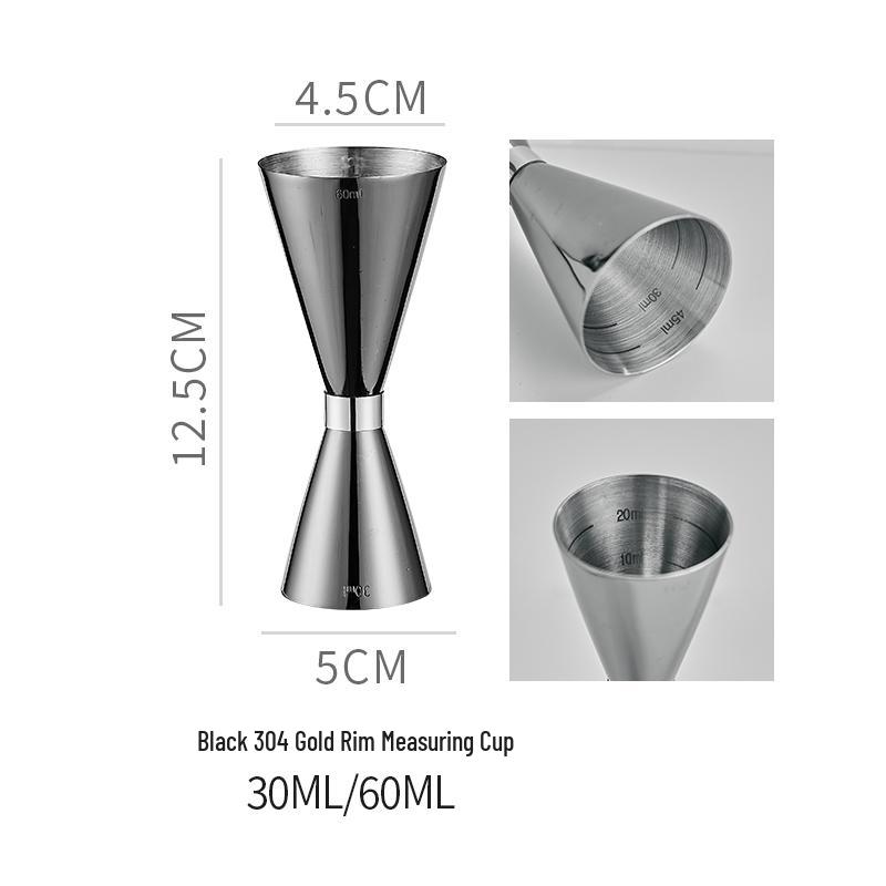 Double-Headed Stainless Steel 304 Gold Ring Jigger with Scaled Measuring Cup for Cocktails