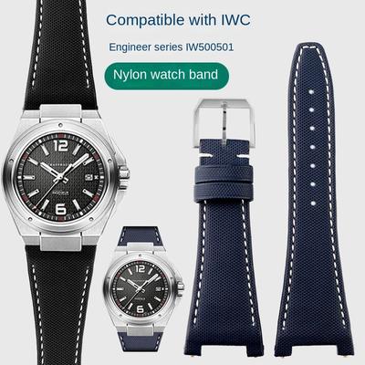Nylon Leather Bottom Watchband For IWC Engineer Series IW500501 IW378507 Iw323601 Men's Watch Strap 30*16mm Notch Steel Buckle