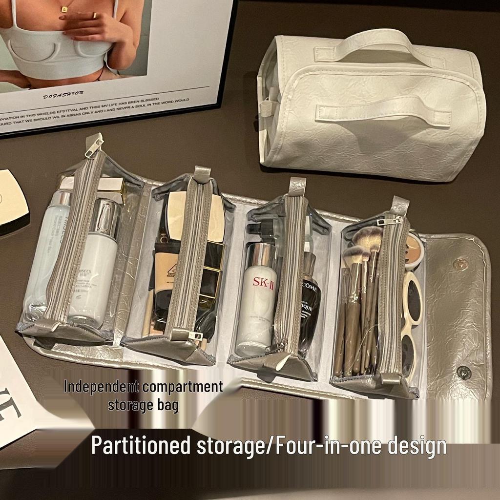 Versatile Travel Makeup Bag: Detachable, Portable & Spacious 4-in-1 Toiletry Organizer