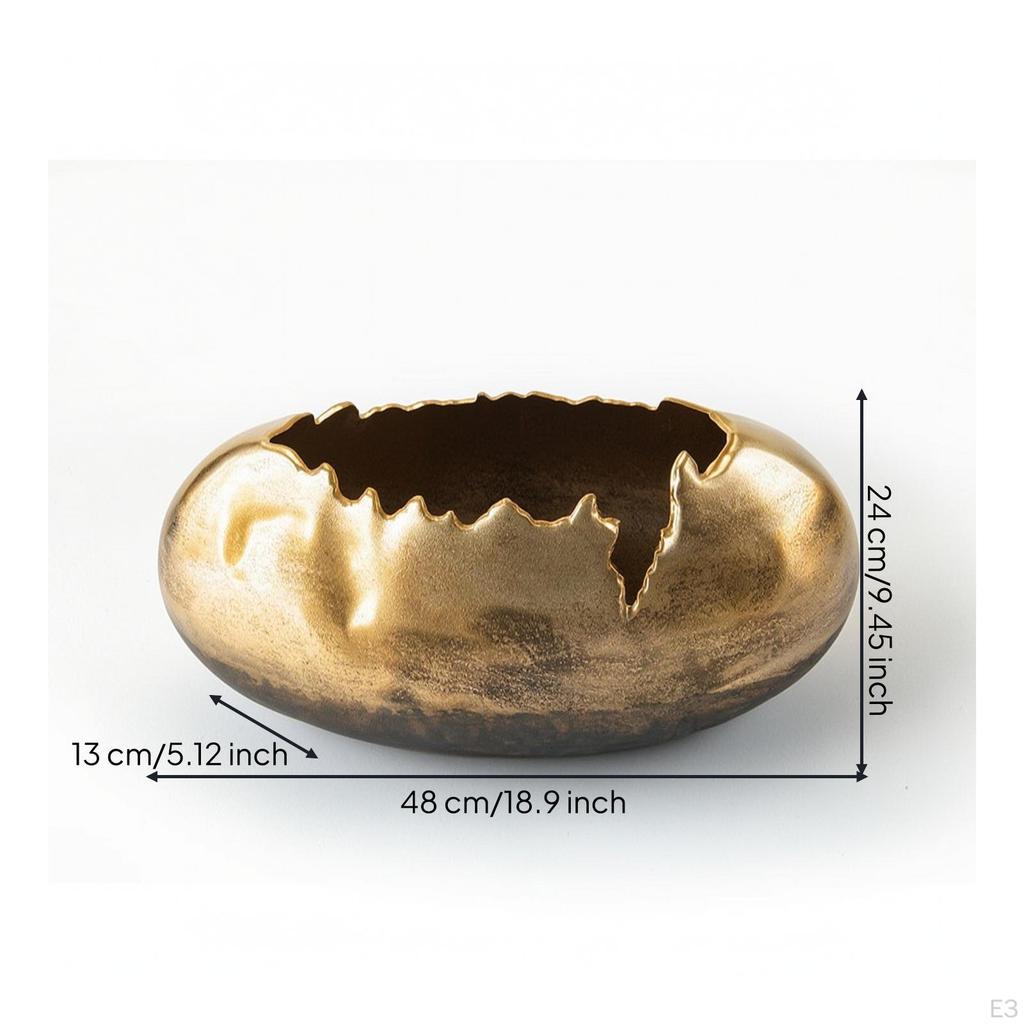 Decorative Bowl Metal-Like Tabletop Vessel Sculptural Art for Home