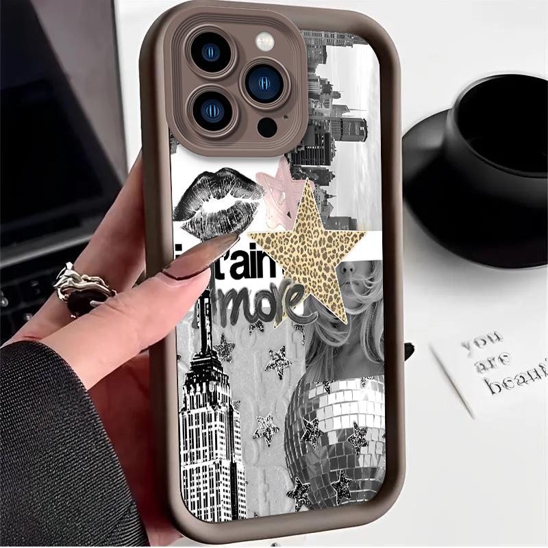 

NYC Fashionable Leopard Print Lips Case for iPhone 17 Air 16 E 15 14 Plus 13 12 Mini 11 Pro Max Silicone Dustproof Soft Cover iPhone 11