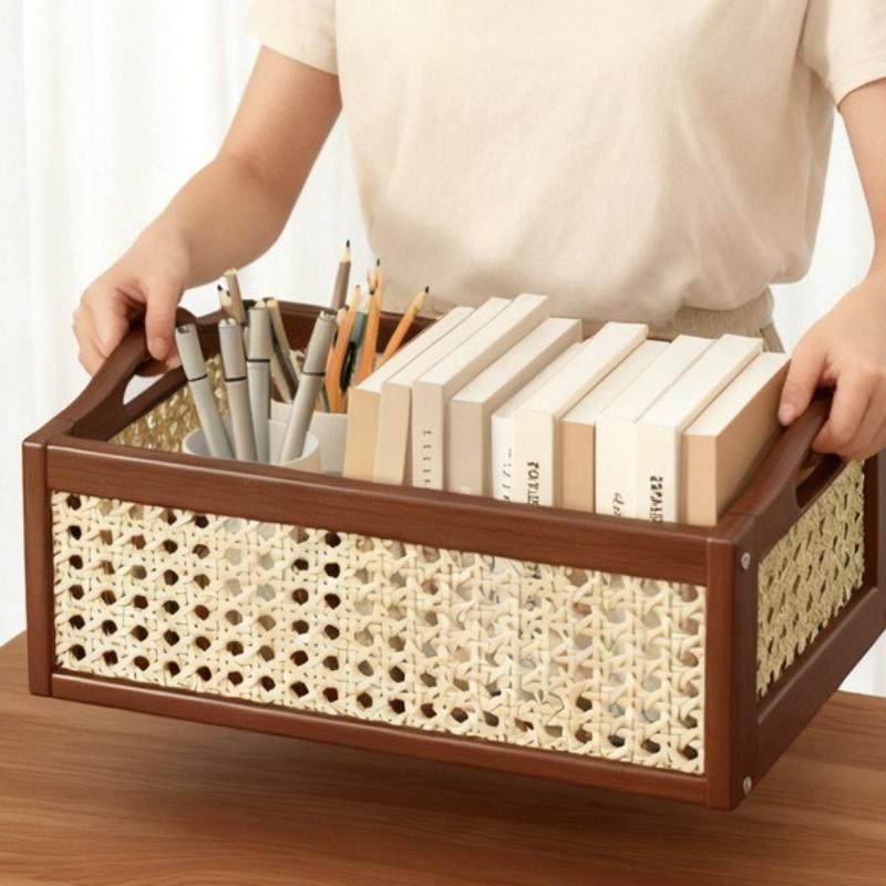 Un cestino portaoggetti versatile per la tua scrivania in stile Mid-Century Modern, completo di manici