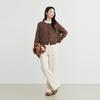 Elva' Island Women's Petite Dot Mesh Round Neck Cardigan