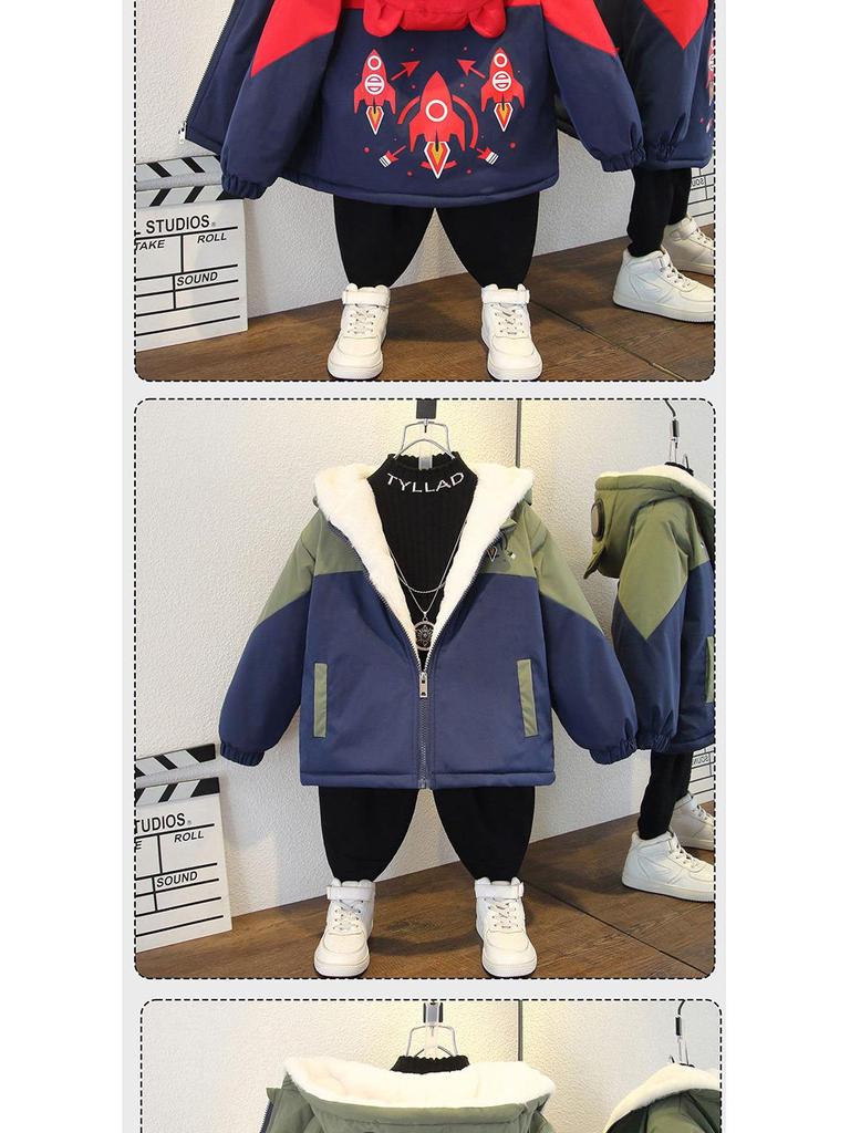 Winterparka für Jungen mit Fleecefutter und Kapuze