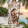 Teddy Bear Theme Beach Towel Personalized Custom Name & Text Soft Quick Dry Beach Towel for Swimming Travel