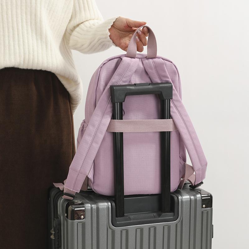 Solid Color Travel Backpack Water-Repellent Large Capacity Schoolbag for Middle School Students