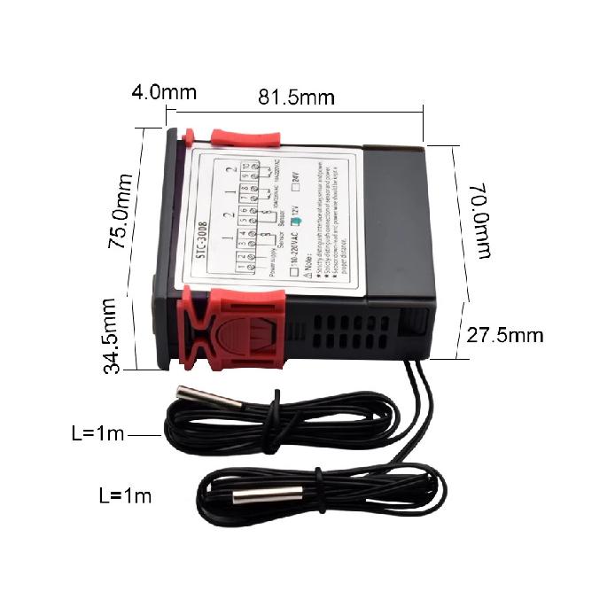 STC-3008 Dual LED Digital Temperature Controller Thermostat AC 220V 12VDC Heater Cooler Control Two Relay Output Thermoregulator