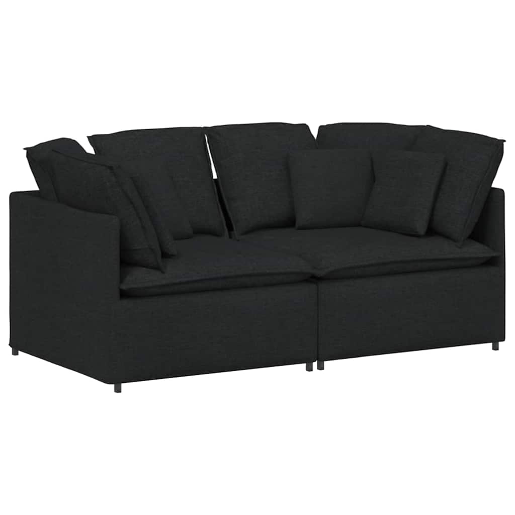 Modular Sofa with Cushions Fabric Black