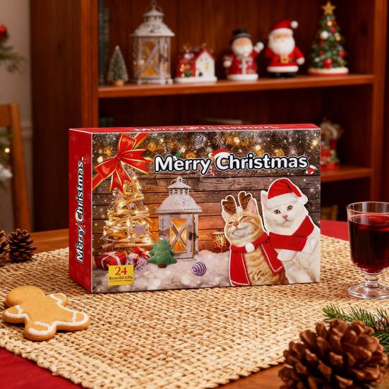 Christmas Cat Toy Advent Calendar 24 Days Interactive Indoor Kitten Pet Toy Xmas Countdown Calendar Box Cat Lovers Holiday Party Gift