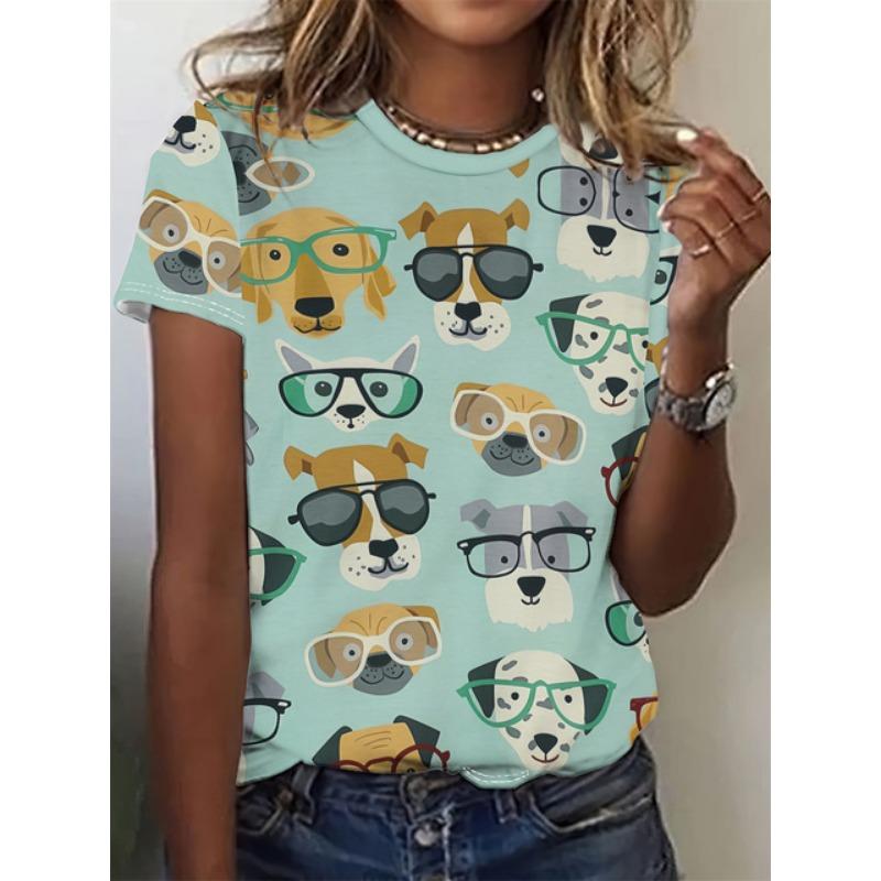 3D printed T-shirt for women's street wear, casual short sleeved T-shirt