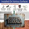 2D Flat, 1pc Vintage Spanish Terraza Plaque - Rustic Patio Decor Sign with Spanish Text, Dark Teal & Rust Colors - Aluminium Wall Hanging Decoration