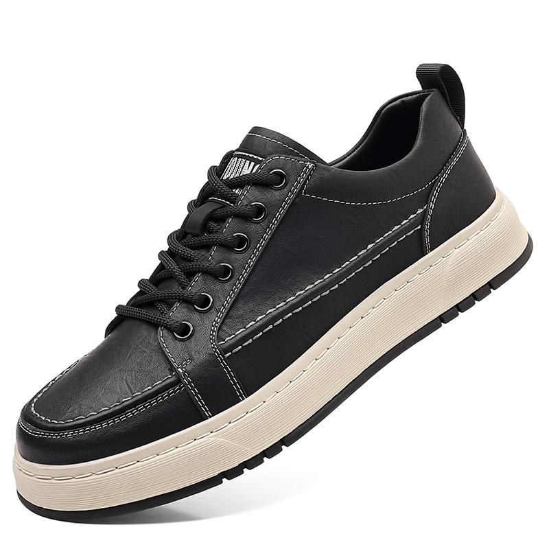 Fashion New Men Leather Flats Handmade Mens Skate Shoes Casual Round Toe Sneakers Luxury Brand Man Walking Footwear Men Casual Shoes