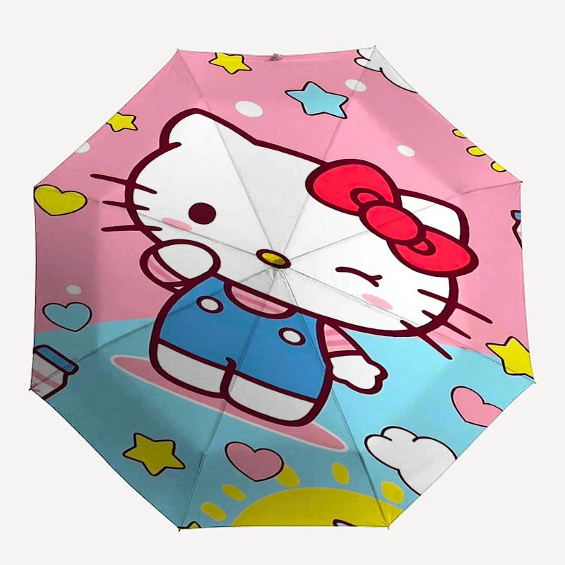 

1pc Hello Kitty Milk umbrella automatic open/close, 8-Rib Durable Frame, Compact Folding Design, Ideal Birthday/Holiday Gift e1140A