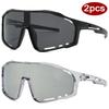 2pcs UV400 Protective Glasses for Cycling Outdoor Sports One-piece Sun Glasses Road Bike Climbing Eyewear Windproof