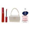 Set machiaj Armani Ruj, parfum și cutie cadou mică cu parfum perlat Tub roșu luciu de buze #405 Roșu Tomată Putrezită, parfum MY WAY gratuit 7ml dimensiune de călătorie